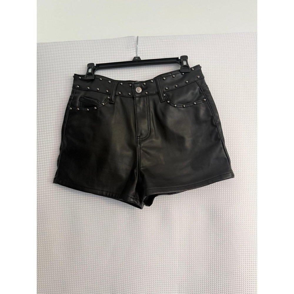 faux black leather studded shorts sz 9